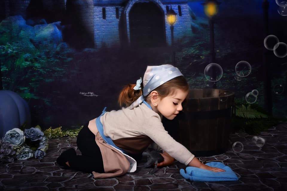 Kate cielo nocturno estrella castillo niños telón de fondo diseñado por Jerry_Sina