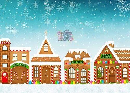 Katebackdrop£ºKate Christmas Snowy Gingerbread Town Children Backdrop Designed By Leann West