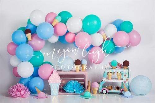 Katebackdrop£ºKate Ice Cream with Balloons Children Backdrop for Photography Designed by Megan Leigh Photography