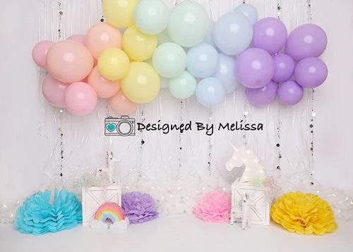 Kate Pastel arcoíris Cumpleaños Telón de fondo para fotografía diseñado por Melissa King