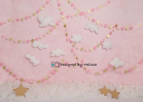 Kate Pastel de cumpleaños Smash telón de fondo estrellas rosa y dorado diseñado por Melissa King
