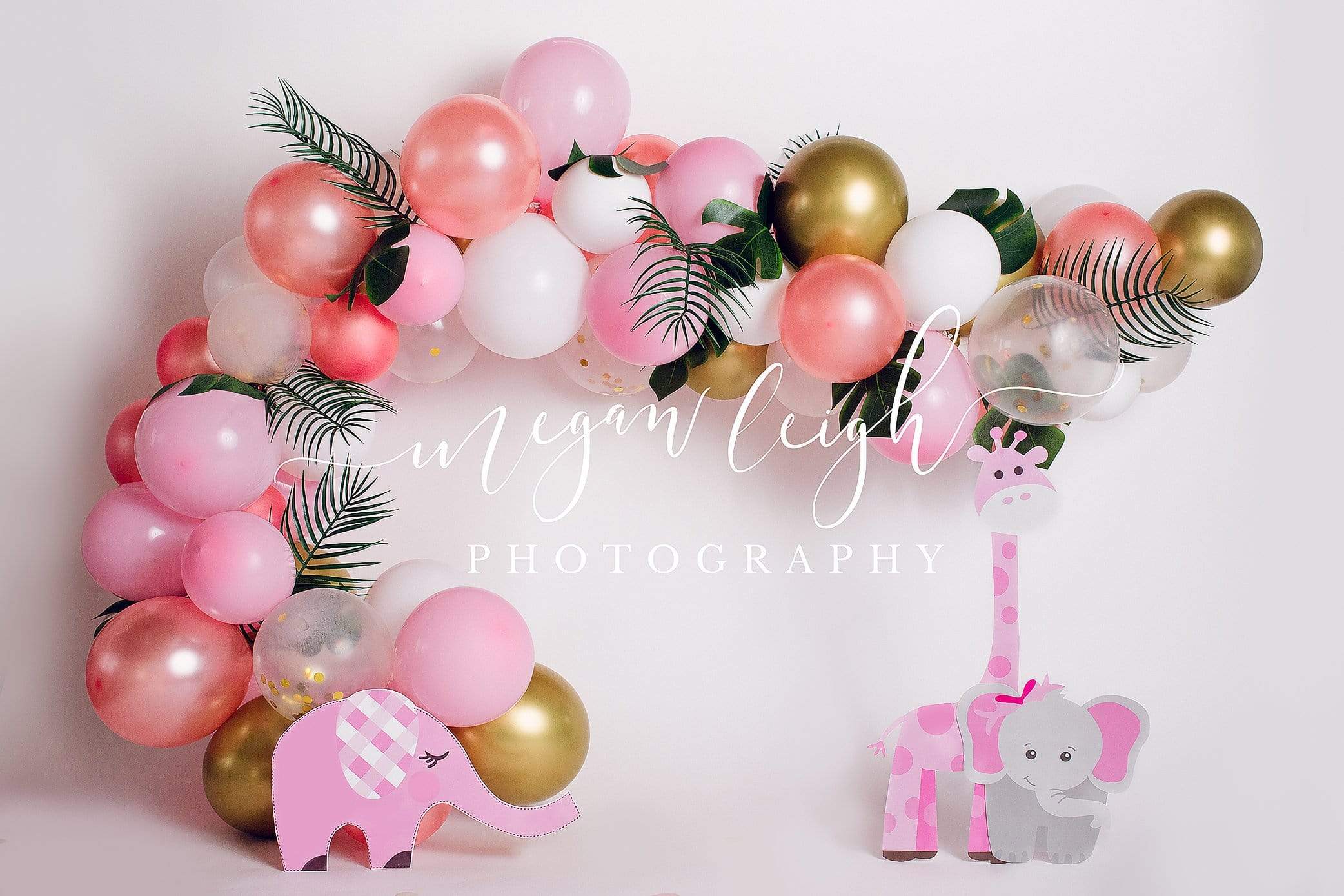 Katebackdrop£ºKate Pink Safari Birthday Children Backdrop for Photography Designed by Megan Leigh Photography