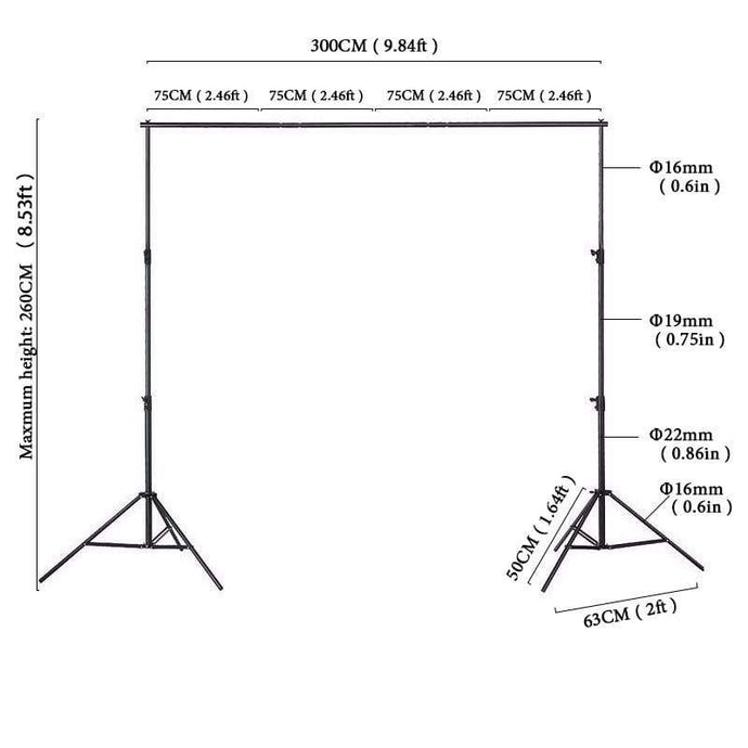 Katebackdrop：Kate Backgrounds Stand Equipment Black Framework Manual Aluminum